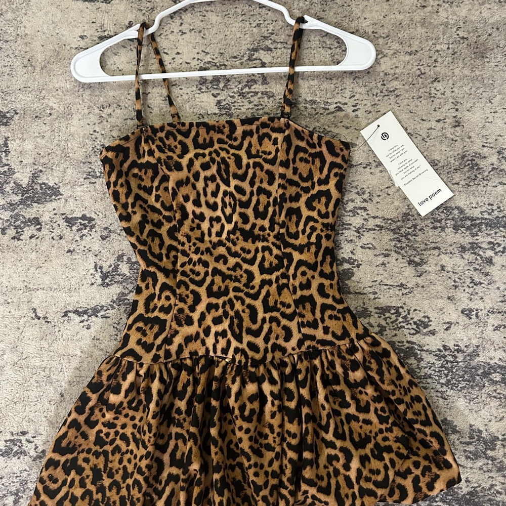 Leopard Print Spaghetti Strap Bubble Dress